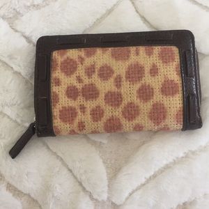 Leather and woven wallet
